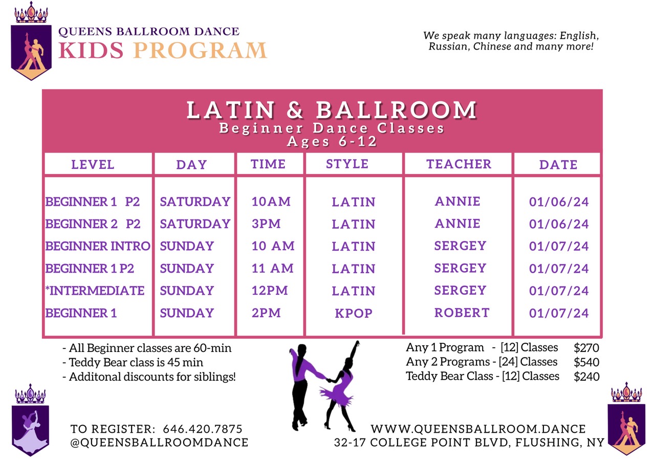 Kids Dance Class Schedule 2024