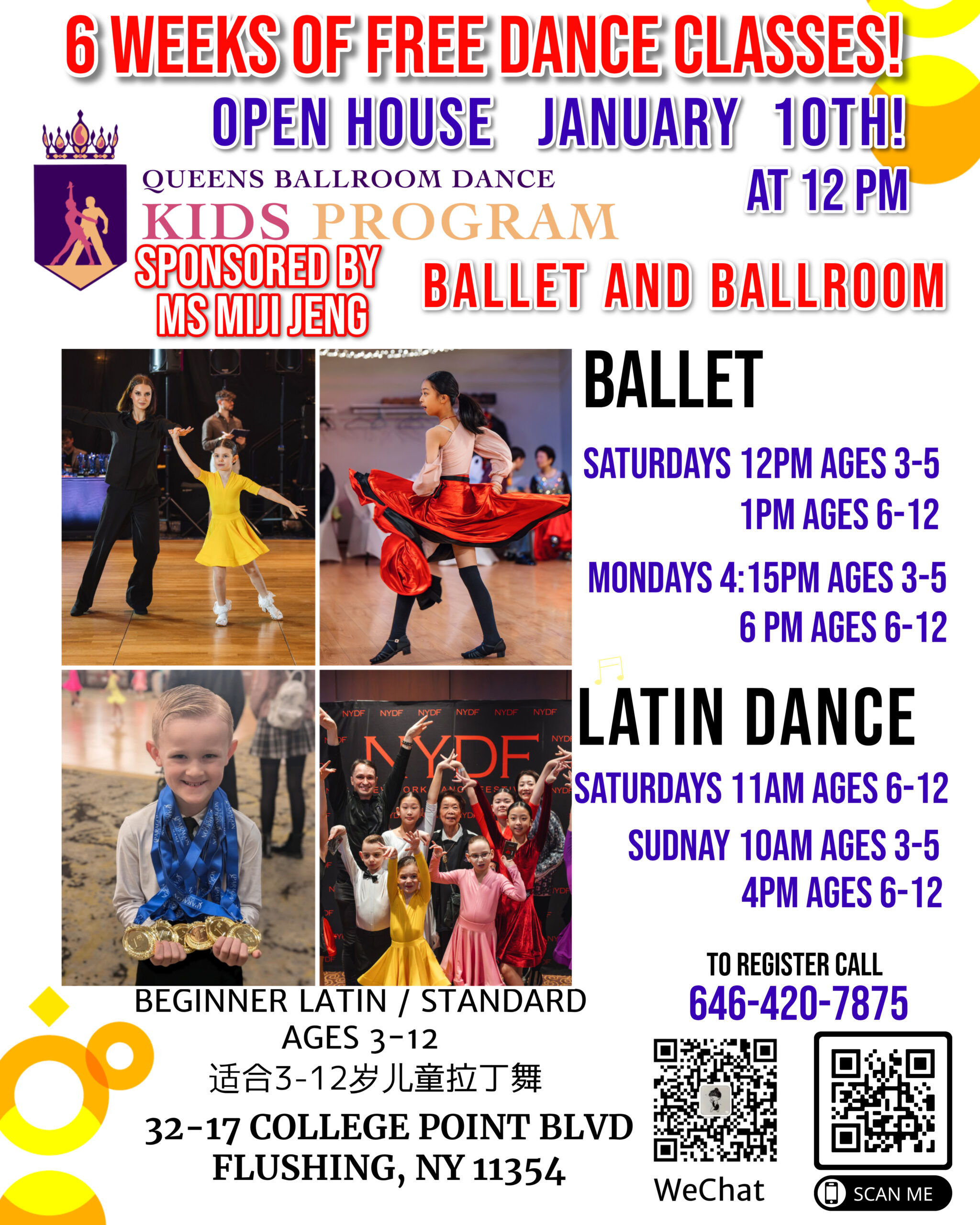 Kids Dance Class Schedule 2025- 2026