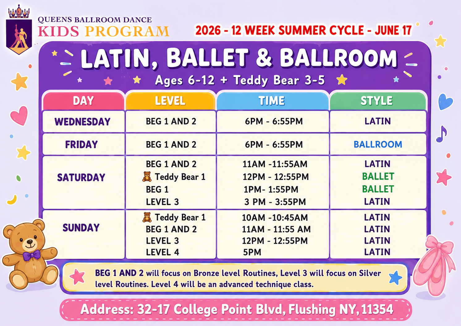 Kids Dance Class Schedule 2026